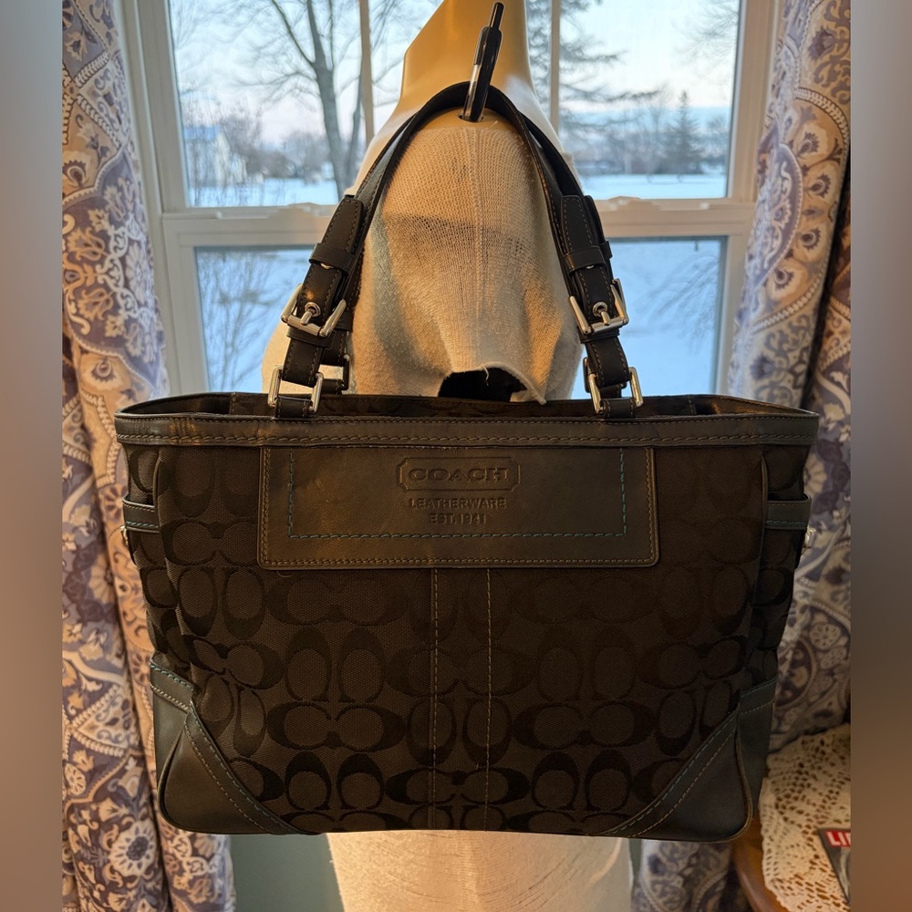 Vintage Black Coach Leatherware Gallery Tote - 8K49